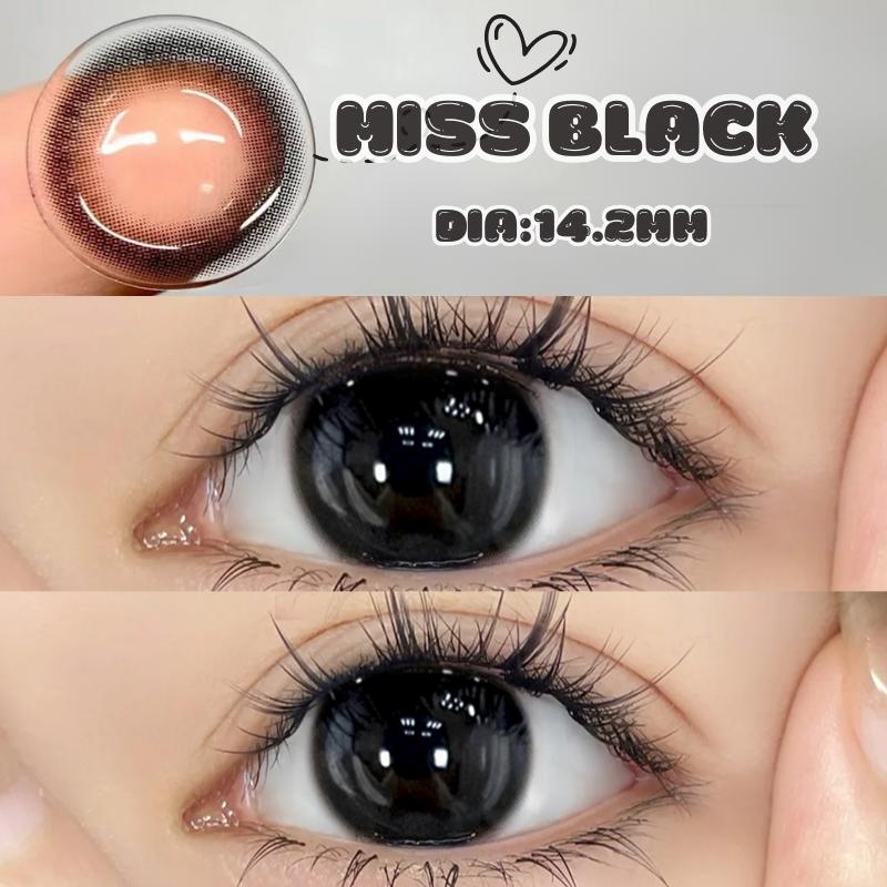 [Miss Black 0-6độ]lens đen Kính áp tròng Mystic Eyes DIA 14.2mm 1 cặp Kilala màu nâu  lens cận 6 tháng lens  cứng Green Non-Medical lens  kim tĩnh
