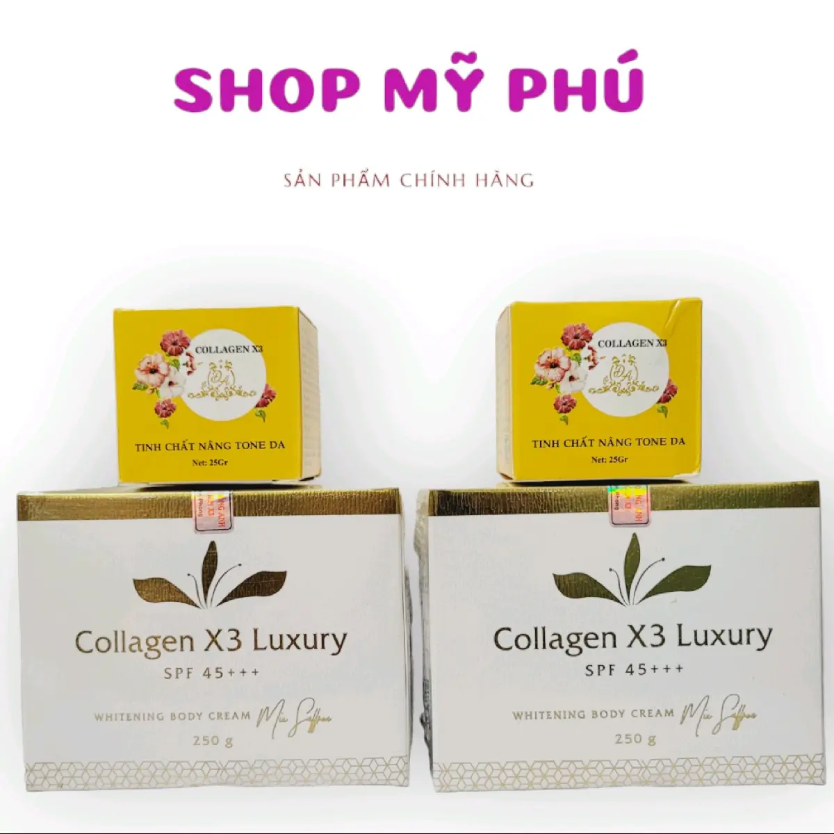 [ body+kích] Kem body collagen x3 luxury Đông Anh và tinh chất nâng tông da 25gr collagen x3 Đông Anh