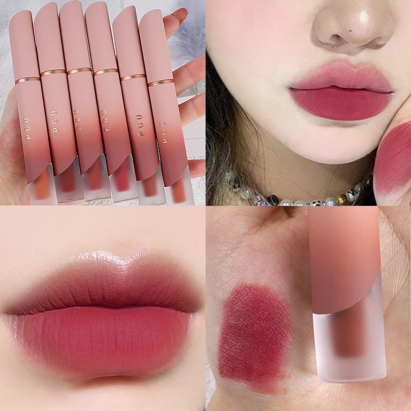 Son Bóng Lì Nhung, Son Môi Dạng Lỏng Lâu Trôi, Son Dưỡng Môi Không Thấm Nước, Son Kem, 6 Màu, Mỹ Phẩm Màu