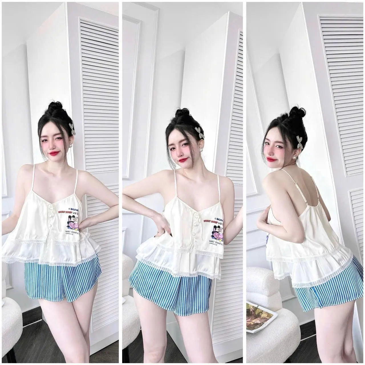 Đùi latin in 2 tầng đính nút bọc 40-58kg