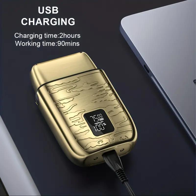 Product Introduction of USB Rechargeable Electric Shaver, 1 Box Men's Vintage Electric Shaver with Digital Display, Beard Trimmer for Men, Great for Travel, Outing, Daily Use, Christmas 6