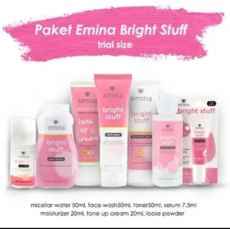 Bright Stuff Emiiiinaaa4 Paket Micellar Water / Face Wash / Face Toner / Face Serum / Moisturizing Cream 5