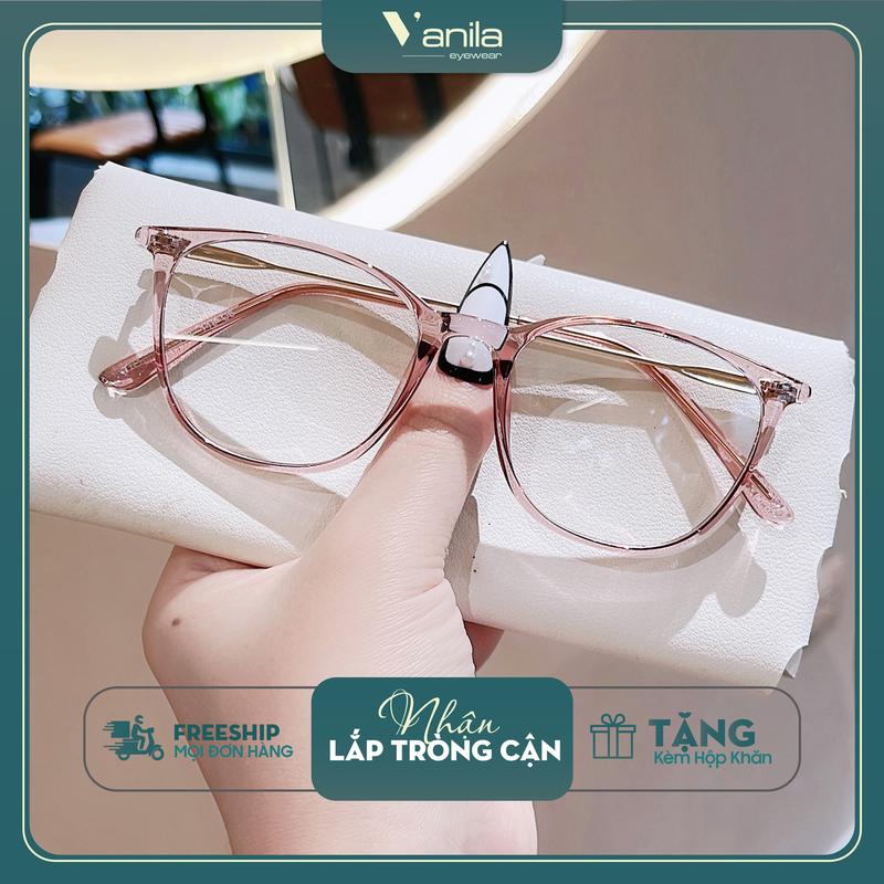 Gọng kính cận nhựa VANILA KC1889 gọng kính Oval vuông tròn nhựa dẻo càng kính kim loại thiết kế thời trang phong cách Hàn Quốc