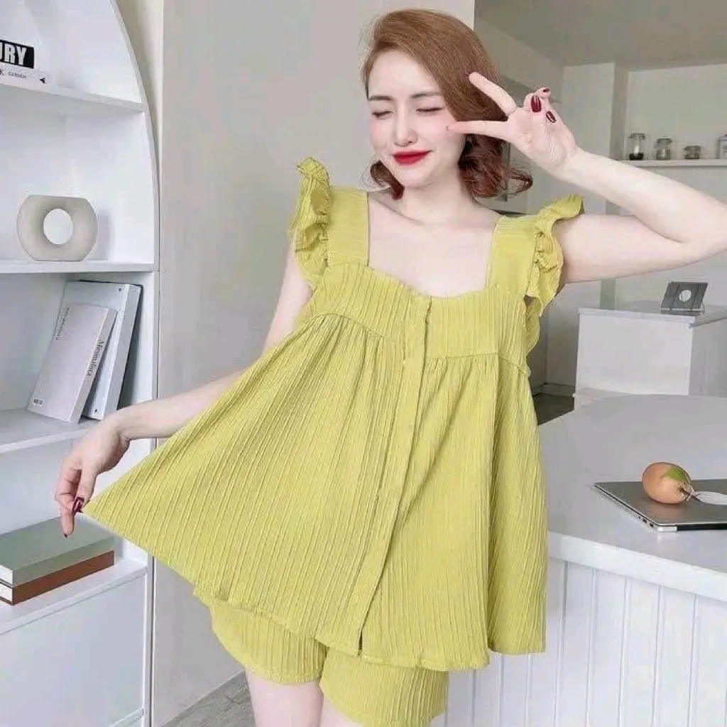 ĐỒ BỘ ĐÙI NỮ NÚT BỌC VÀ KHÔNG NÚT BỌC GIẢM 30K GIÁ TỪ 99K RẺ THỜI TRANG Áo Quần giặt bằng nước lạnh 【set】red