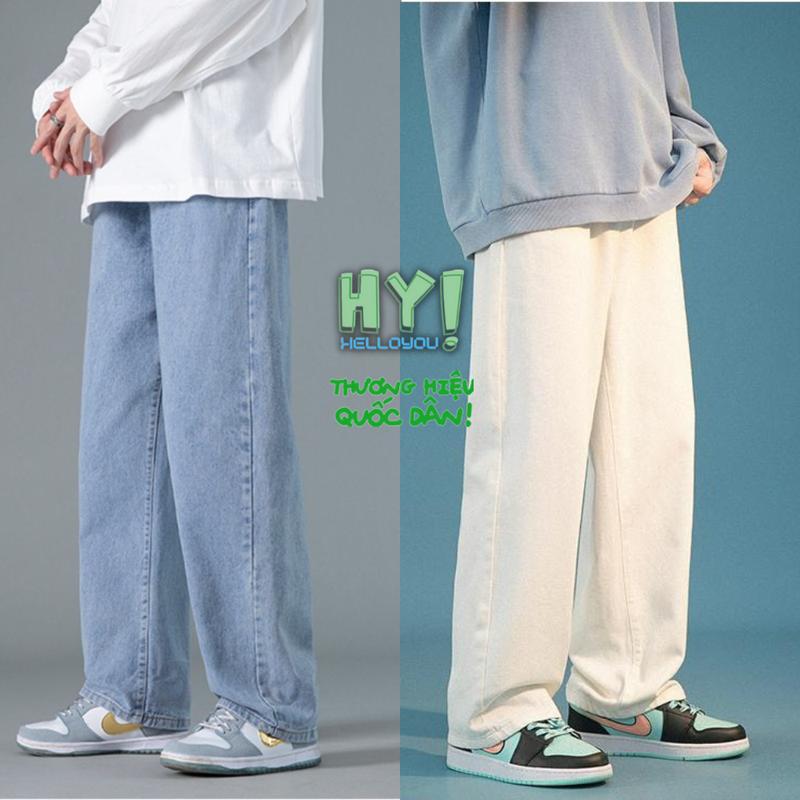 Quần Jean Ống Suông Rộng 5 Màu Xanh,Đen Trắng Xám Menswear Nam Pants Ong Có Túi