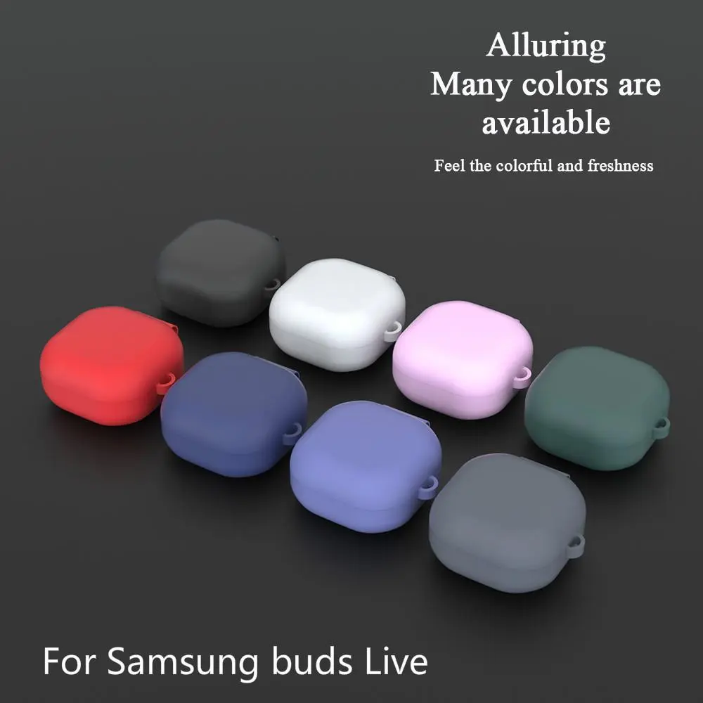 Vỏ silicon mềm cho Samsung Galaxy Buds FE Buds Live buds2 Pro, vỏ bảo vệ tai nghe, màu đặc với carabiner