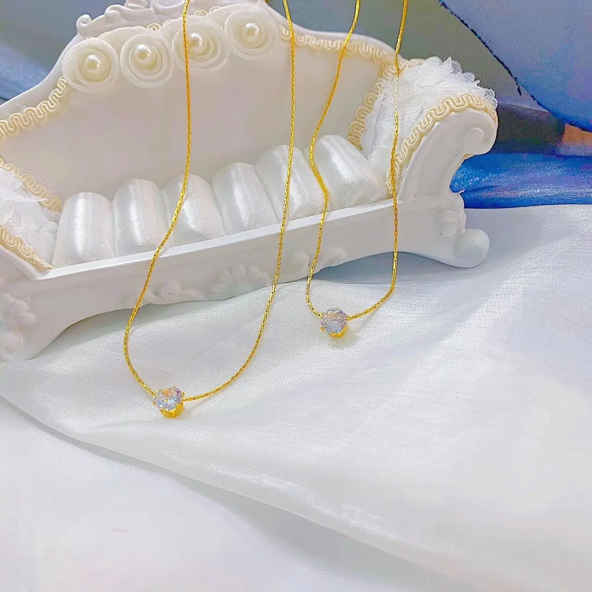 Dây chuyền titan đá tròn xinh (M198)
