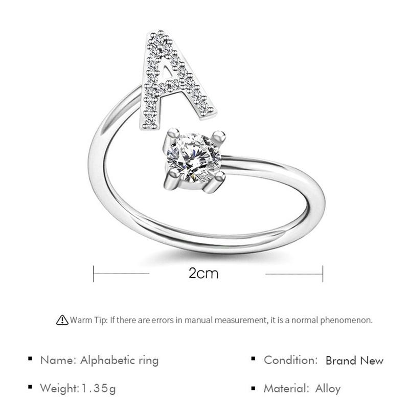 Fashion Exquisite Simple 26 Initial Letter Adjustable Ring Women Friendship  Gift #314211 1