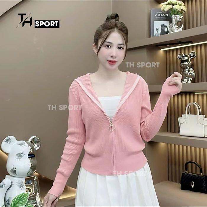 Áo Khoác Len Mịn Có Nón Phong Cách Mới - Áo Khoác Len Dệt Kim Cardigan Nữ Trẻ Trung TH SPORT