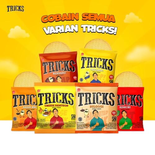 TRICKS Biskuit Kentang Potato Baked Chips 10 x 20gr Tricks Original Tricks Cheese Ramyeon Tricks Rendang Tricks Asian Bbq Tricks Kimchi Tricks Bulgogi 7
