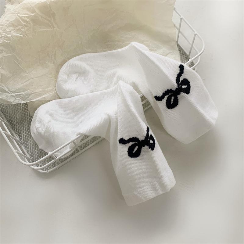 Product Introduction of Sweet Bow Socks Female Japanese Solid Color Black And White Gray Bow Gentle Girls Versatile Cute Ballet Tube 19