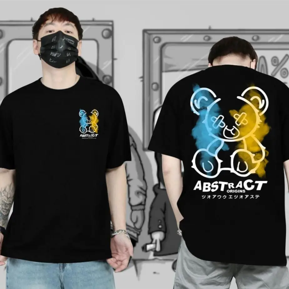 Kaos distro beruang abstac pilot /kaos pria wanita/kaos distro bandung