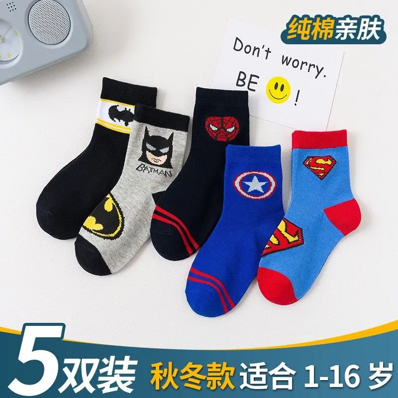 Vớ Người Nhện, Dành Cho Bé Trai, Ống Giữa, Học Sinh Tiểu Học, Thích Hợp Cho Mùa Xuân, Mùa Thu Và Mùa Đông, Làm Bằng Bông, Dày, Thích Hợp Cho Trẻ Em Trung Và Lớn, Vớ Trẻ Em, Vớ Trẻ Sơ Sinh