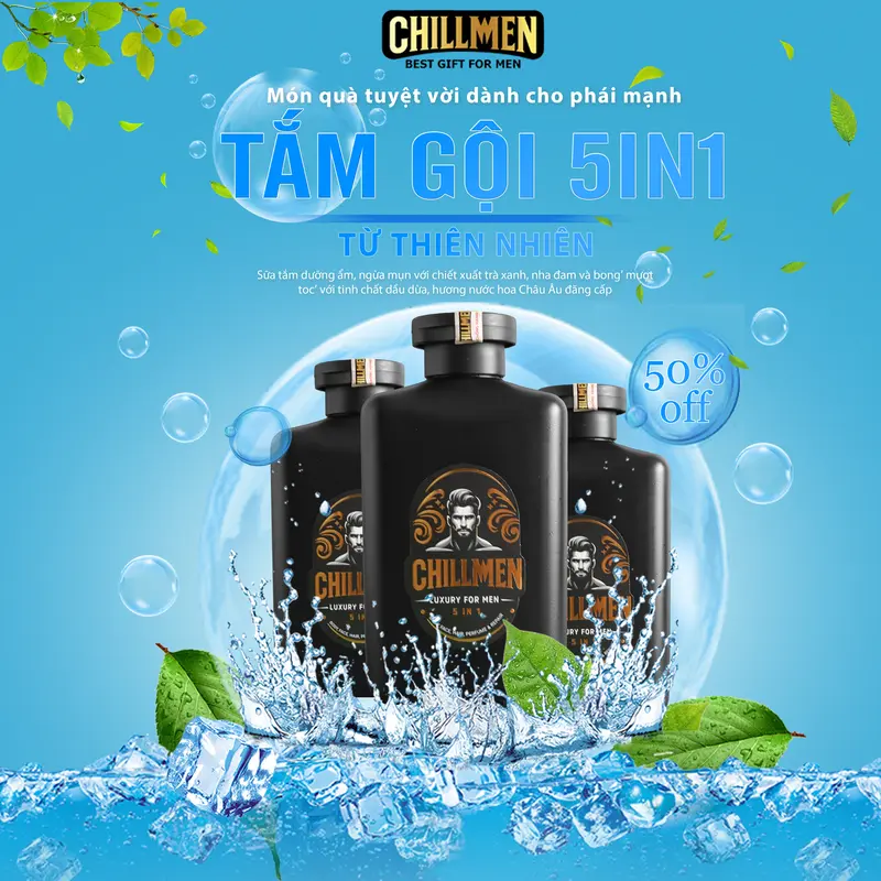 [Mua 2 Tặng 1] MUA 2 Tắm Gội Nam CHILLMEN 5IN1 350ml Dưỡng Body Dưỡng Thể Mượt Tóc Lưu Hương Nước Hoa TẶNG Ngẫu Nhiên 1 Bọt Vệ Sinh Nam CHILLMEN 150g Khử Khuẩn Giữ Ẩm Làm Thơm 1