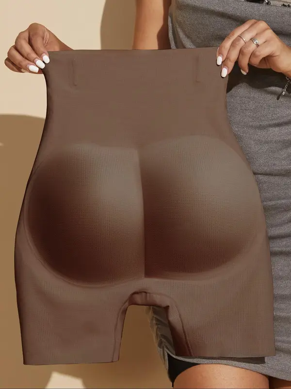Women's Solid Color High Waist Shapewear Shorts, High Stretch Comfortable Breathable Tummy Control Butt Lifting Seamless Shaper, Women's Shapewear Bottoms for Daily Wear, Womenswear 3