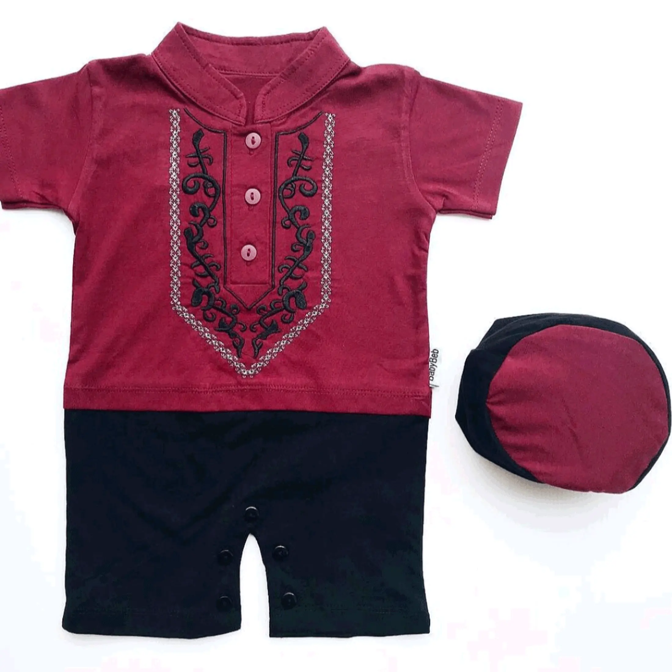 Baju Koko Bayi LakiLaki Cowok Newborn 0 6 12 Bulan Bahan Adem Bordir 3D Model Kekinian Jumper Motif Muslim Navy Peci Anak Nyaman Katun