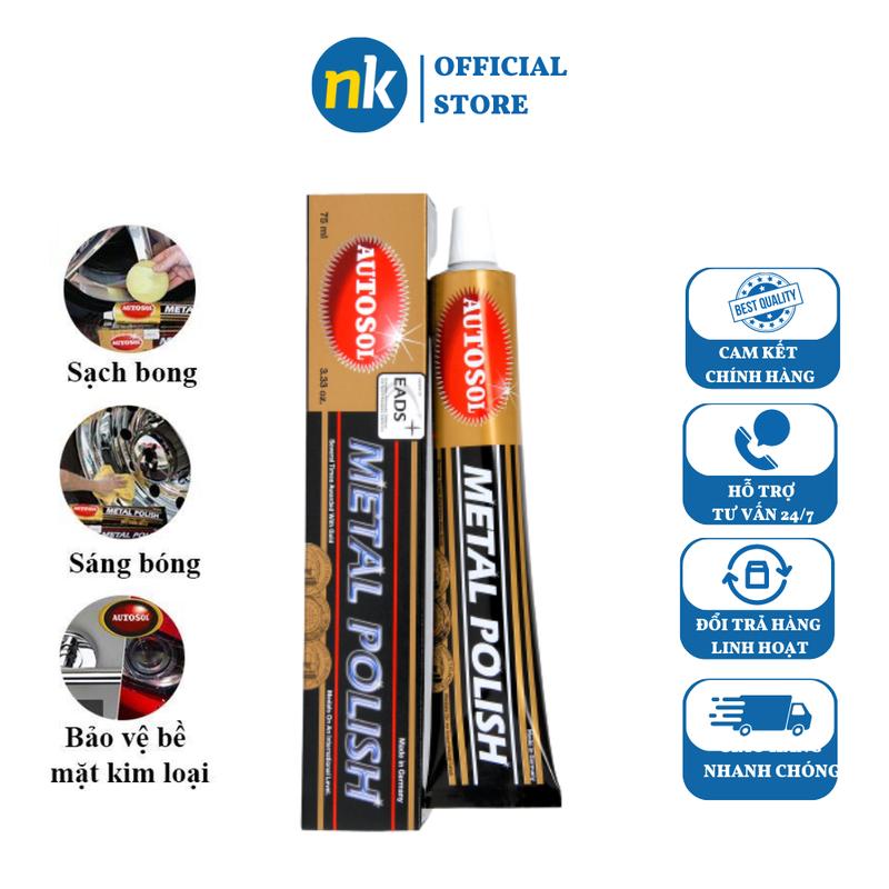 Tuýp kem đánh bóng Autosol Metal Polish 75ml - đánh bóng kim loại sơn inox nhôm loại tuýp lớn Làm Sạch
