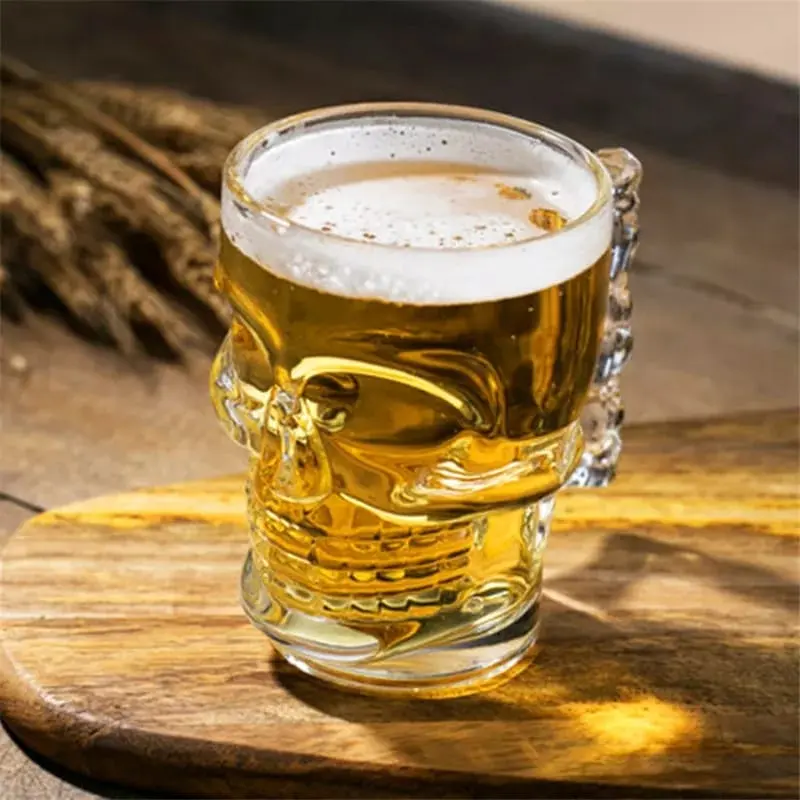 Gelas kaca 485ml tengkorak skeleton head beer bir mug 8