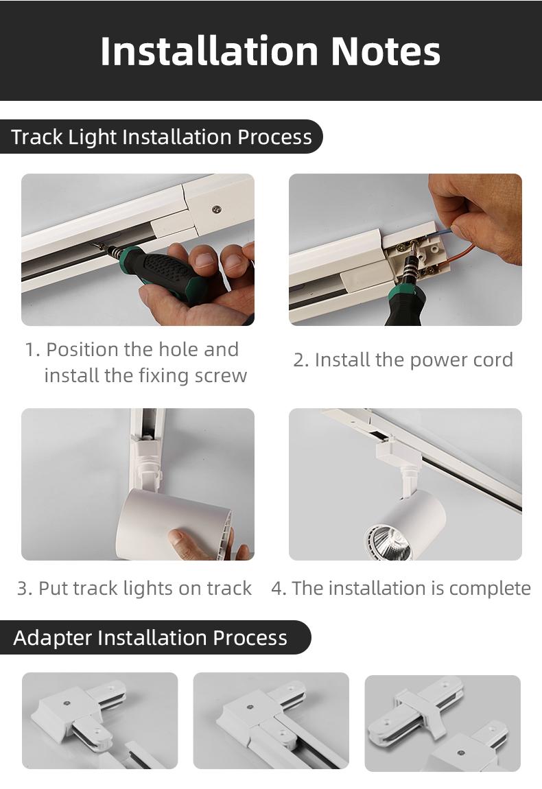 Product Introduction of Tenchamp LED Track Light 15W 20W 25W Spotlight Ceiling Lighting 220V COB Track Light Black White Spotlight 33
