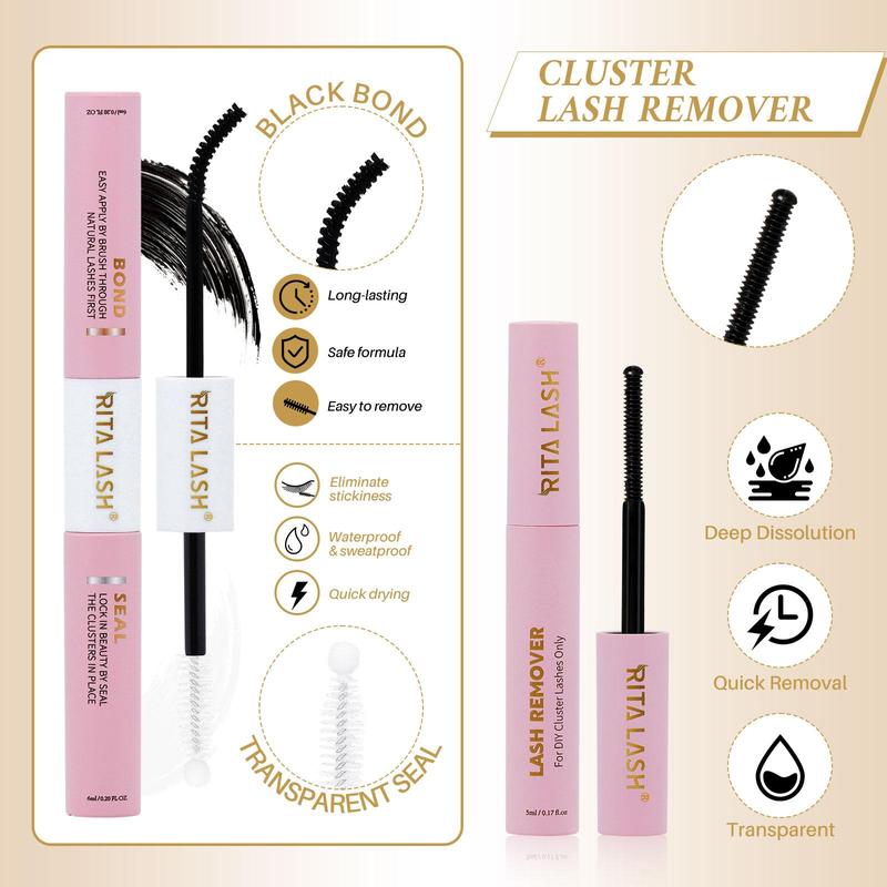 Eyelash Extension Kit, 1 Box Individual False Eyelashes with Eyelash Bond and Seal & Remover & Tweezers & Brush, Eye Makeup Enhancement Tool for Women, Cosmetic 5