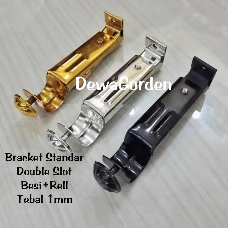Bracket Kaki Gorden Standar Double Sot Besi Bulat Dan Rell Vitrase Ketebalan 1mm 0