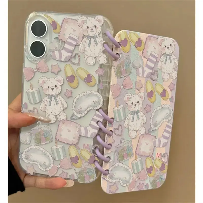 Ốp Điện Thoại Lật Hình Gấu Hoạt Hình, Thiết Kế Hạnh Phúc, Tương Thích Với iPhone 16, Apple 15promax, 14pro Mới, 12pro Và 11promax, Ốp Bảo Vệ, Dành Cho Nữ