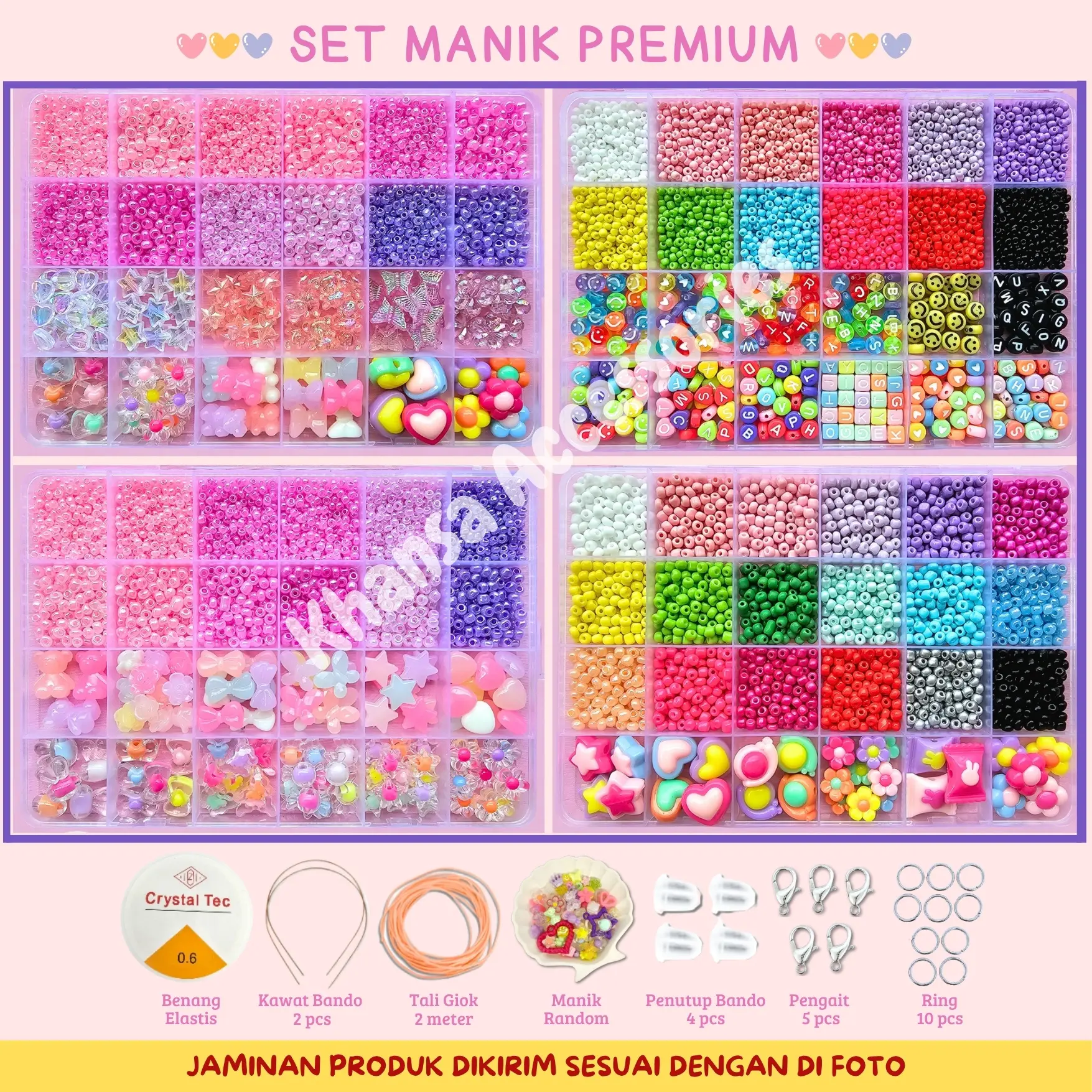 DIY Manik Manik Set Lengkap Gelang Aesthetic - DIY Craft Kit Manik Manik Pasir - Meronce Manik Manik Set - Mainan Edukasi Anak Perempuan - SM017
