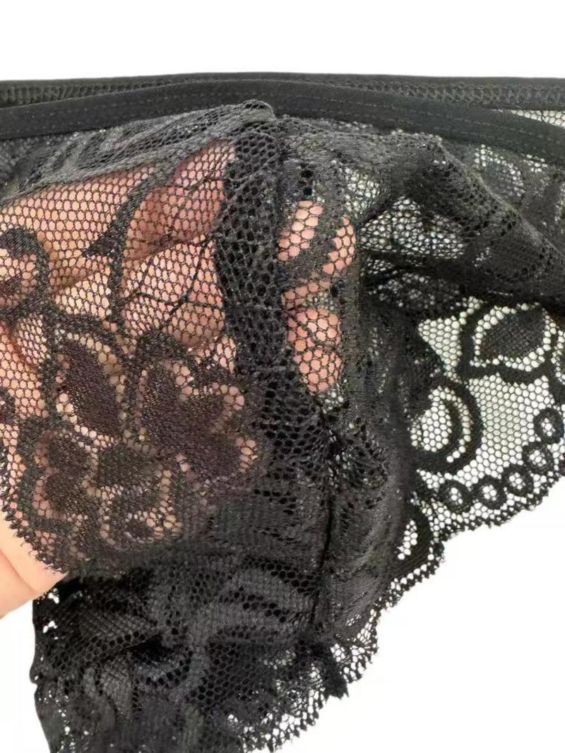 Product Introduction of Men's Floral Lace Sheer Sexy Thong, Breathable Comfortable Scallop Trim Underwear for Daily Wear, Men's Underwear for All Seasons 14