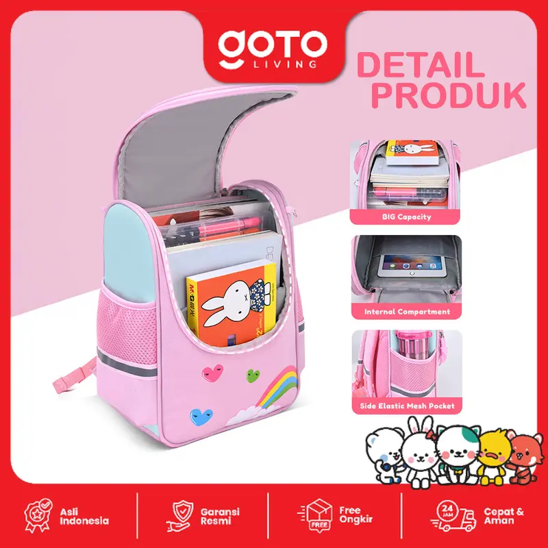 Goto [COD] Kibby Tas Sekolah Ransel Backpack Anak Perempuan Waterproof Bag 1