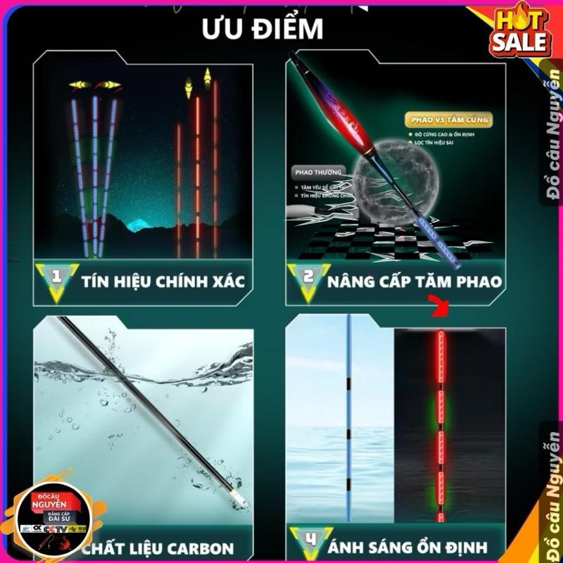 Phao đêm câu cá Giá Rẻ , phao sáng câu đài không cảm biến 5 vạch tặng pin tải chì <2.2G ngẫu nhiên 4