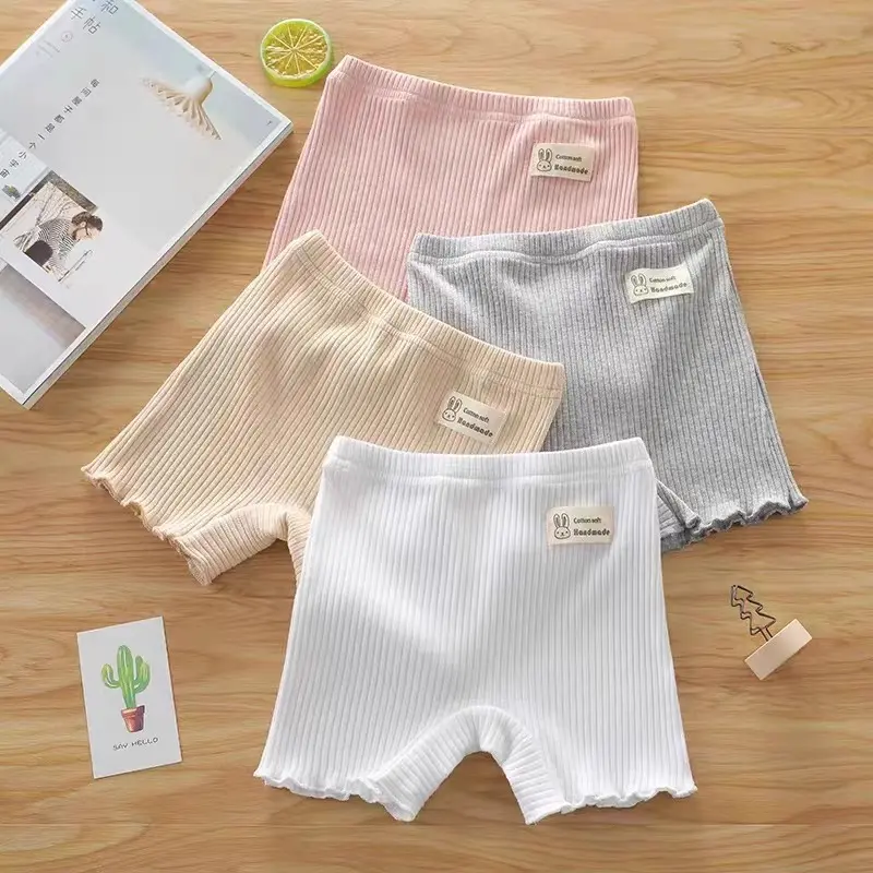 Girls' Safety Shorts Anti-Exposure Girls' Extra Layer Leggings 95% Cotton Baby Shorts Underwear Children's Toddler Three-Quarter Pants