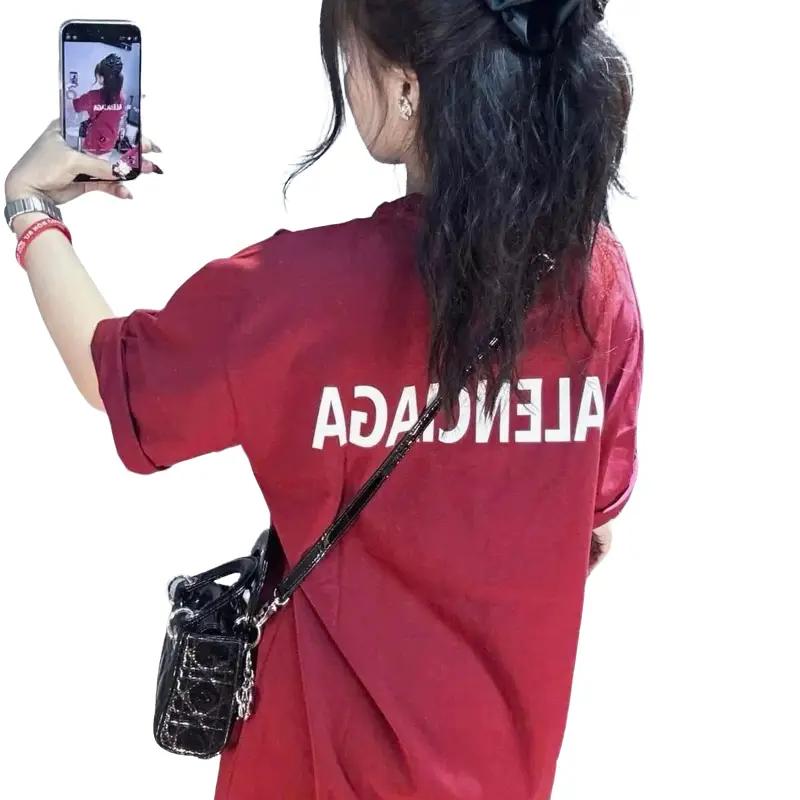 Áo Phông Cổ Tròn Tay Lỡ In Trước Sau 0