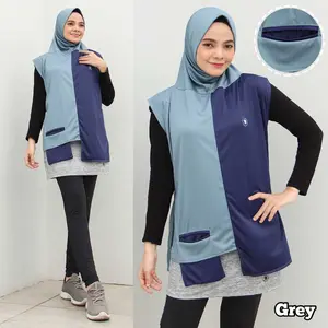 Rompi Hijab Instant Sport Pocket Dua Warna Olahraga Senam Lari Sepeda Jogging RF8922
