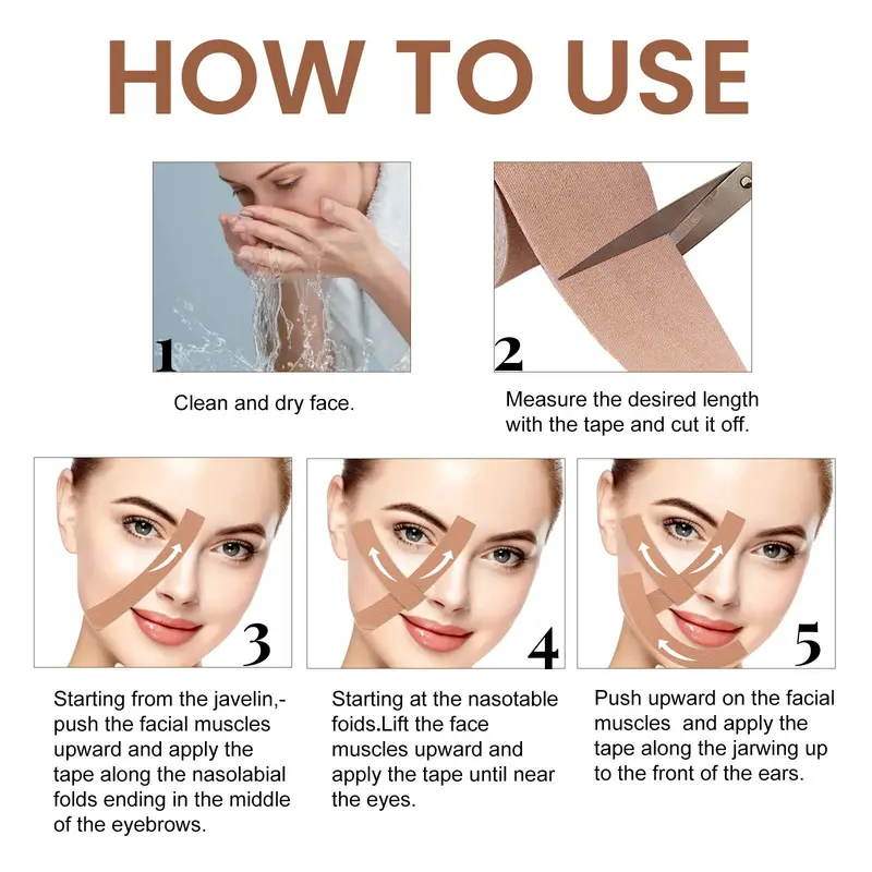 V-shaped Face Lifting Tape, 2 Counts/set Breathable Face Lifting Sticker, Facial Skin Lifting Tool for Women & Men 4