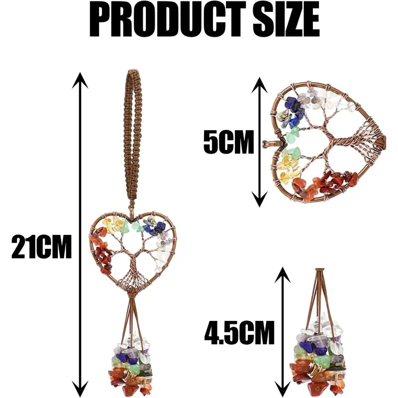 7 Chakras Healing Crystals,Stones Decor, Crystal Hanging Ornaments,Car Rearview Mirror Hanging Accessories,Room Bedroom Wall Decor for Women and Men 1