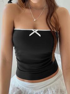 Women's Contrast Binding Tube Top, Casual Sleeveless Top for Summer, Fashion Women's Top for Daily Wear, Womenswear, Summer Clothes Women, Lady