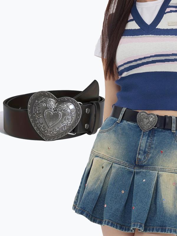 Retro Heart Shaped Buckle Belt, Fashion Belt for Women & Girls, Casual Waistband for Jeans, Pants, Dress, Fashion Belt for Party, Daily Clothing Decor 4