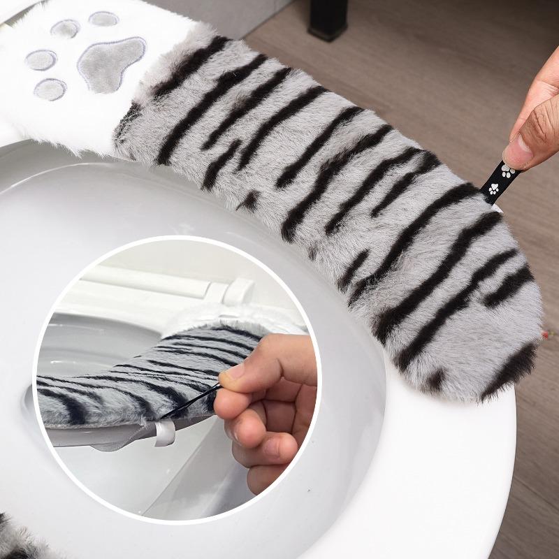 Product Introduction of Cute Multicolor Cat Paw Plush Toilet Seat Padded Universal Self-adhesice Toilet Seat Gasket Household Bathroom Toilet Cushion 17