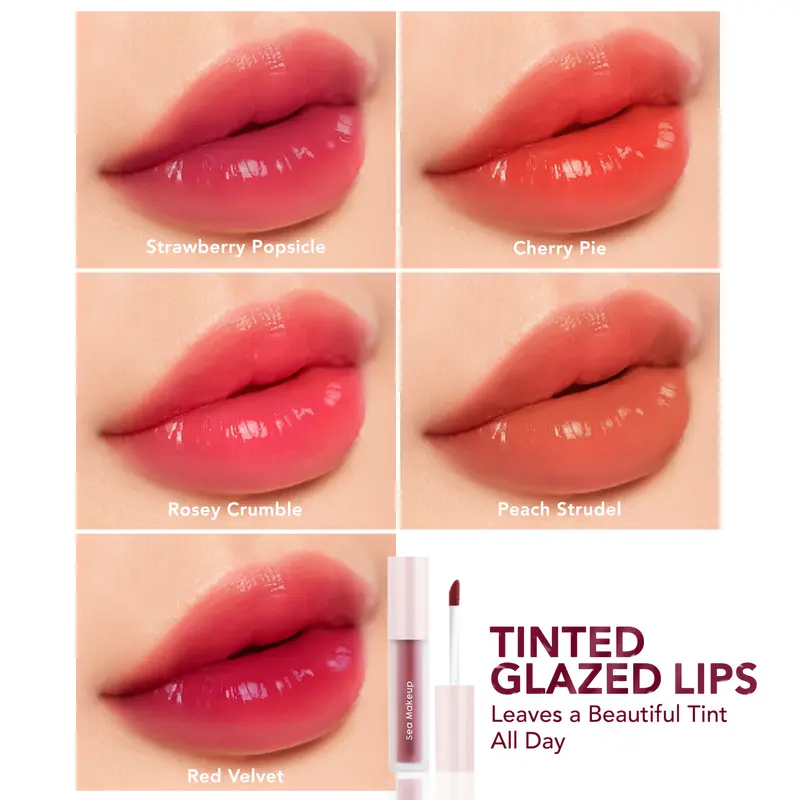 Sea Makeup Slick Cover Jelly Tint  finishing glossy hydrating dan meninggalkan warna yang indah di bibir with Peptide Complex, Hyaluronic Acid, Honey Extract 1