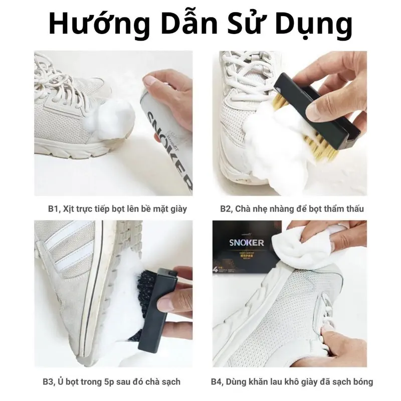Dung Dịch Vệ Sinh Sneaker 300ml Chai Xịt Tạo Bọt Vệ Sinh Giày Cao Cấp Khử Mùi, Tẩy Trắng Giày Dép, Túi Xách Siêu Tốc 6
