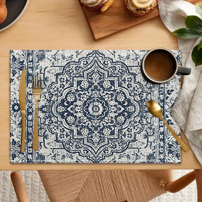 Bohemian Style Paisley Pattern Place Mat, 1/4/6/8/12pcs Elegant Table Mat, Decorative Placemat for Home Kitchen Dining Table & Party, Coasters