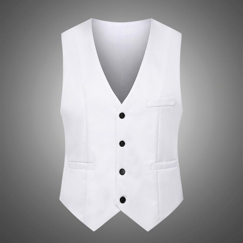 Bộ Đồ Đơn Giản Màu Trơn Cho Nam, Áo Vest Ôm Sát, Cổ Chữ V, Không Tay, Ngực Đơn, Giải Trí, Tiệc Tùng, Quán Bar, Váy Dự Tiệc, Áo Ghi Lê, Quần Áo Bảo Hộ Lao Động 1