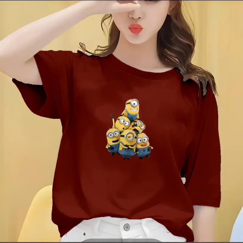 Kaos Oblong Wanita Lengan Pendek Motif Minion Grup 6