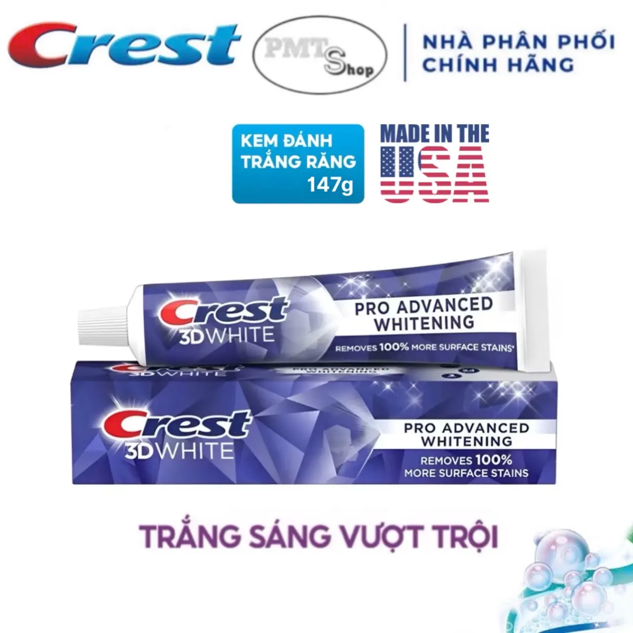Kem đánh răng Crest 3D White Pro Advanced Whitening 147g