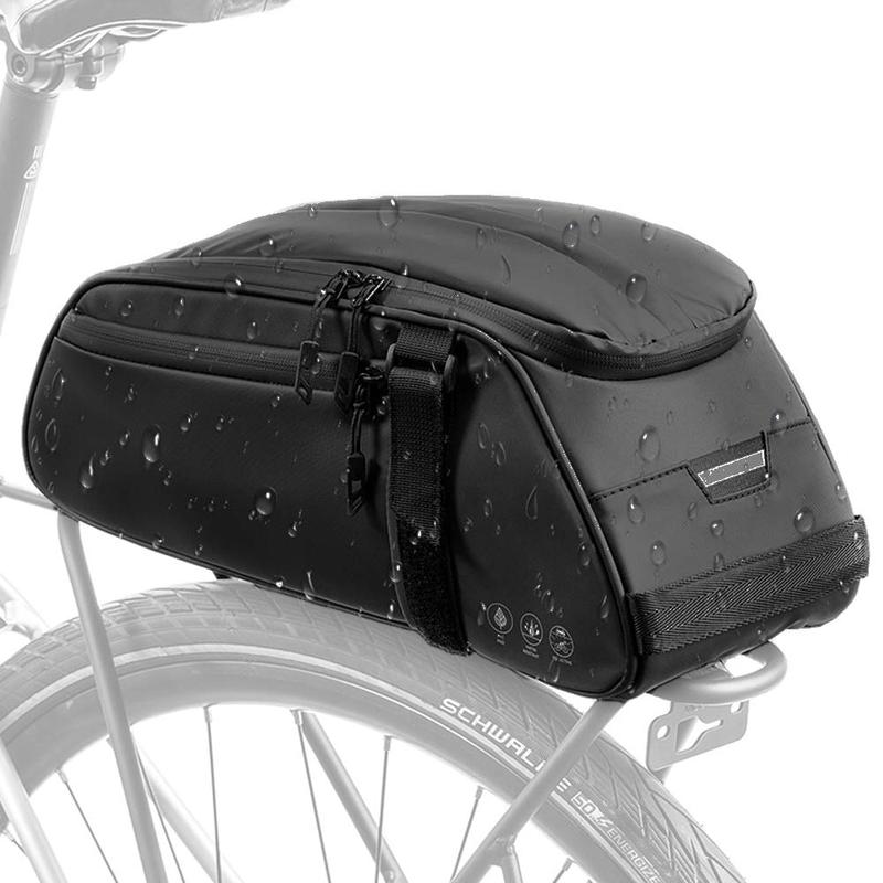 Reflective Rear Rack Bag, Water Resistant Bike Saddle Panniers for Bicycles, 8L Trunk Cycling Back Seat Cargo Carrier Storage Pouch 0