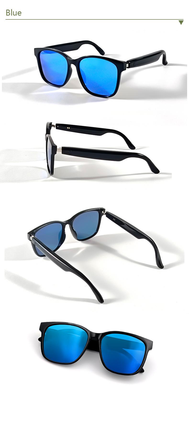 Product Introduction of COD Quick Send New GS08 Smart Glasses for Men 2 in 1 UV Protection Portable Polarized Anti-blue Light Black Frame White Lenses Music Sunglasses 16