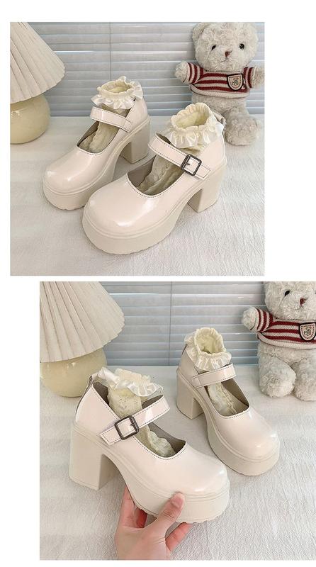Product Introduction of Japanese Lolita Sweet Cool Mary Jane Leather Shoes 2024 New Summer Muffin Bow Muffin JK Pumps Ins 9