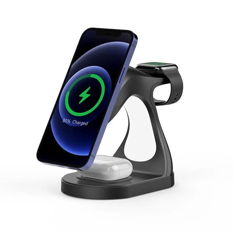 4 in 1 Wireless Charger, Portable Magnetic Wireless Charger with Night Light, Foldable Charging Station Compatible with iPhone & Apple Watch & AirPods 0