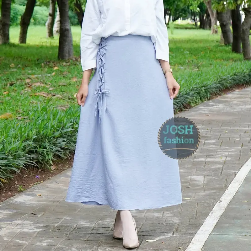 Rok simpul korea little A-Lline/Rok aesthetic cringkle airflow premium Karet Muslim Panjang 5
