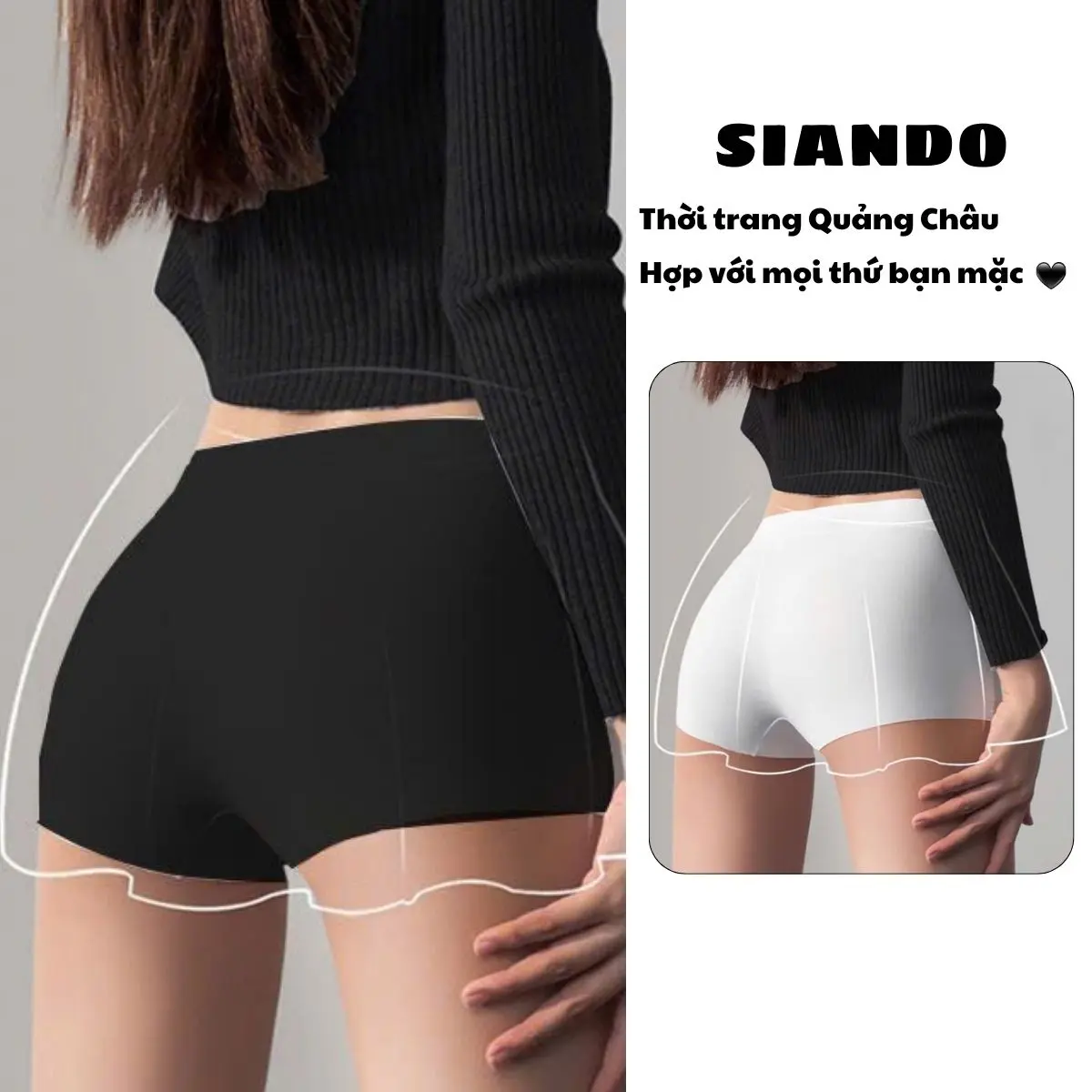 Quần mặc trong váy nữ chống lộ chất đúc su không đường may quần lót bảo hộ hàng Quảng Châu SIANDO QL04